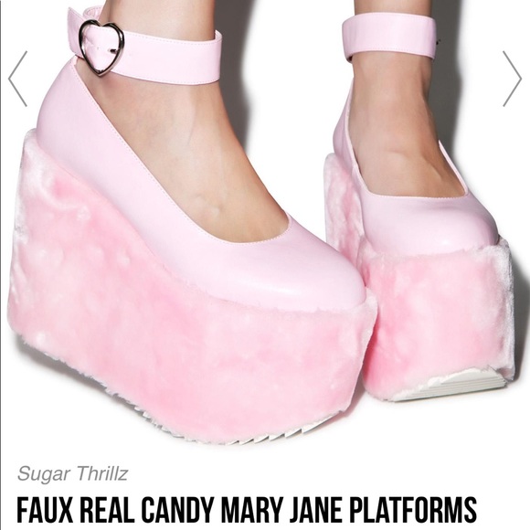 Dolls Kill Shoes - Dolls Kill Sugar Baby Faux Fur Rave Platforms
